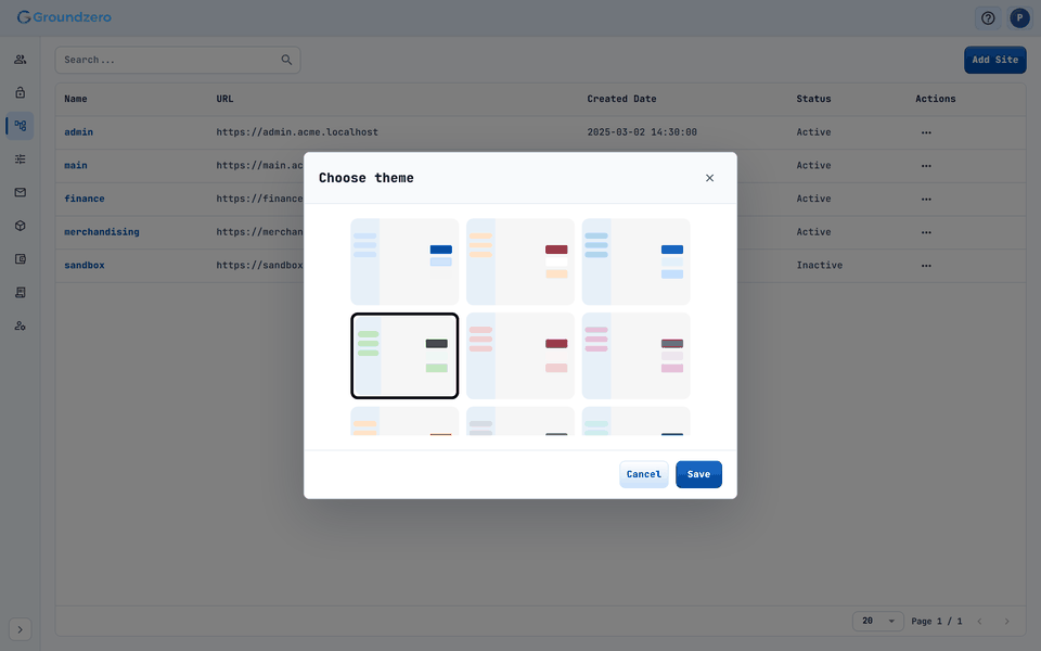 Choosing a theme for the "finance" site.