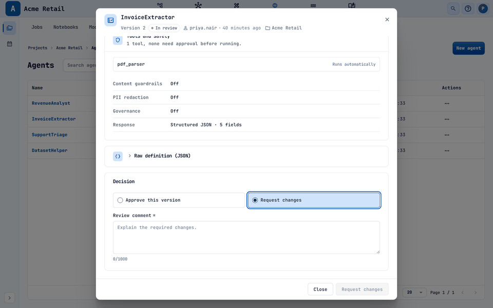 The review dialog.