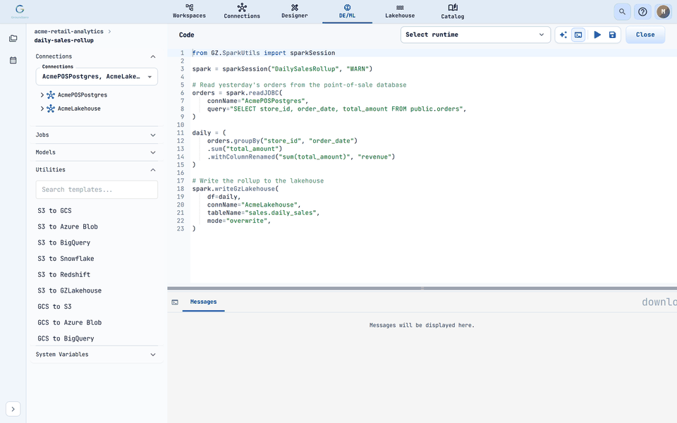 Utilities: search the templates, then copy one into your code.