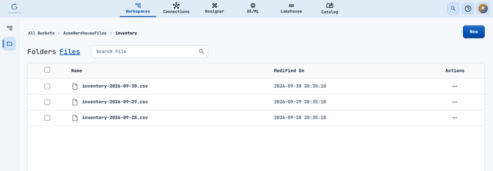 The Files tab lists the files in the current folder.