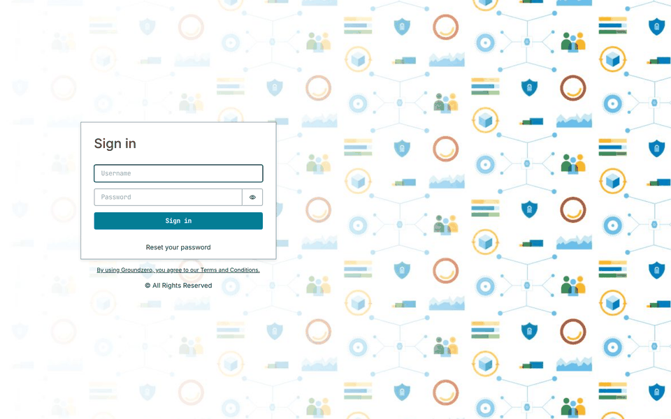 The Groundzero sign-in page: username, password and a Sign in button.