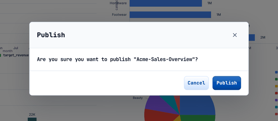 The Publish confirmation.