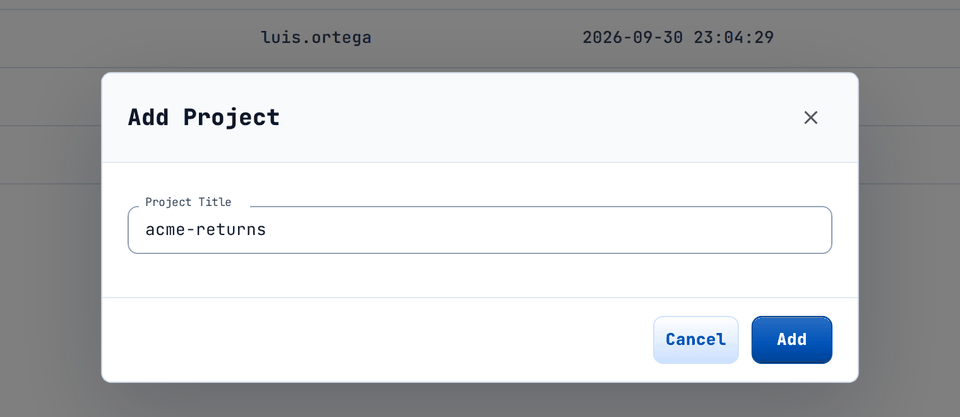 The Add Project dialog.