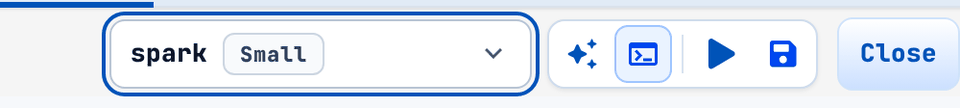 The closed picker shows the runtime name and a compute badge.